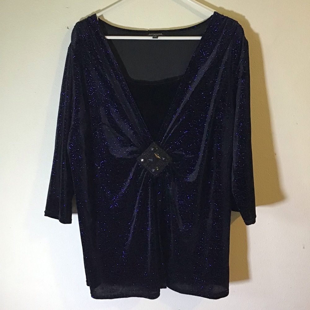 Notations black with sparkles SZ 2X 3/4 sleeve